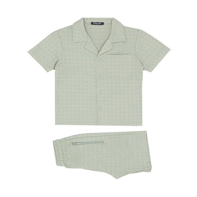 Boy's Shorts And Short Sleeve Patterned Shirt Set- Various Colours
