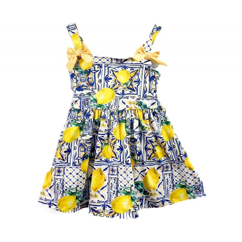 Girls Summer Dress With Lemon Print