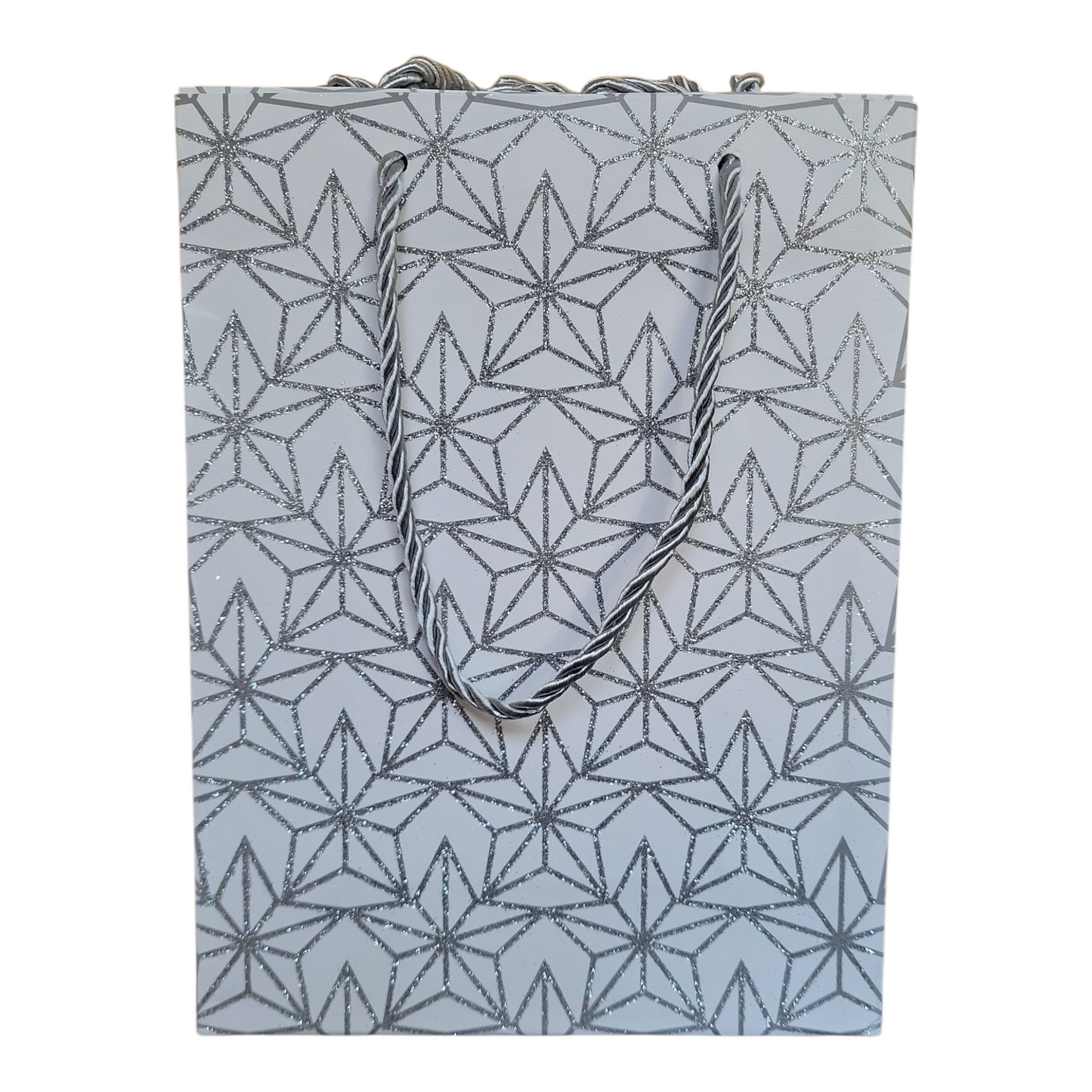 SMALL SILVER GLITTER GIFT BAG