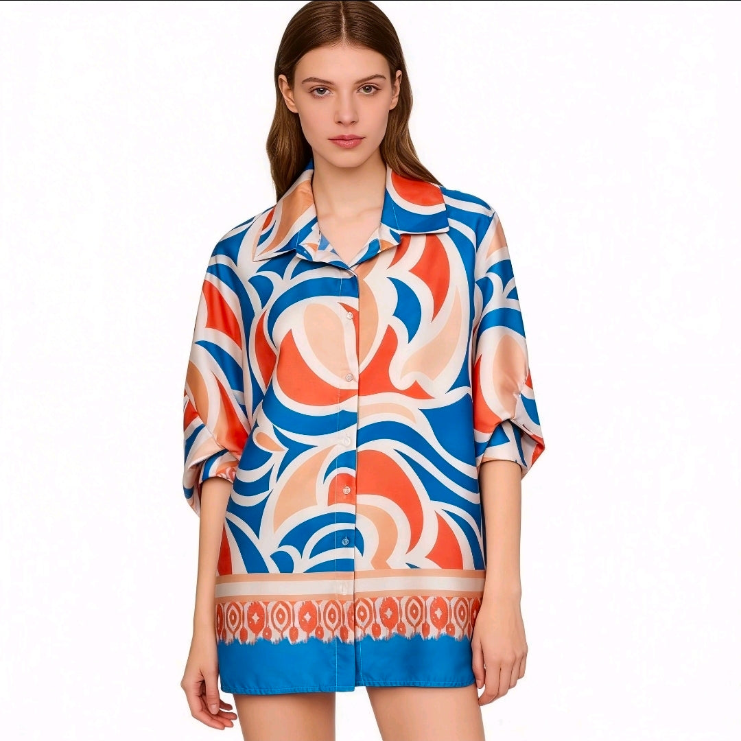Womens Bold Colour Shirt Dress