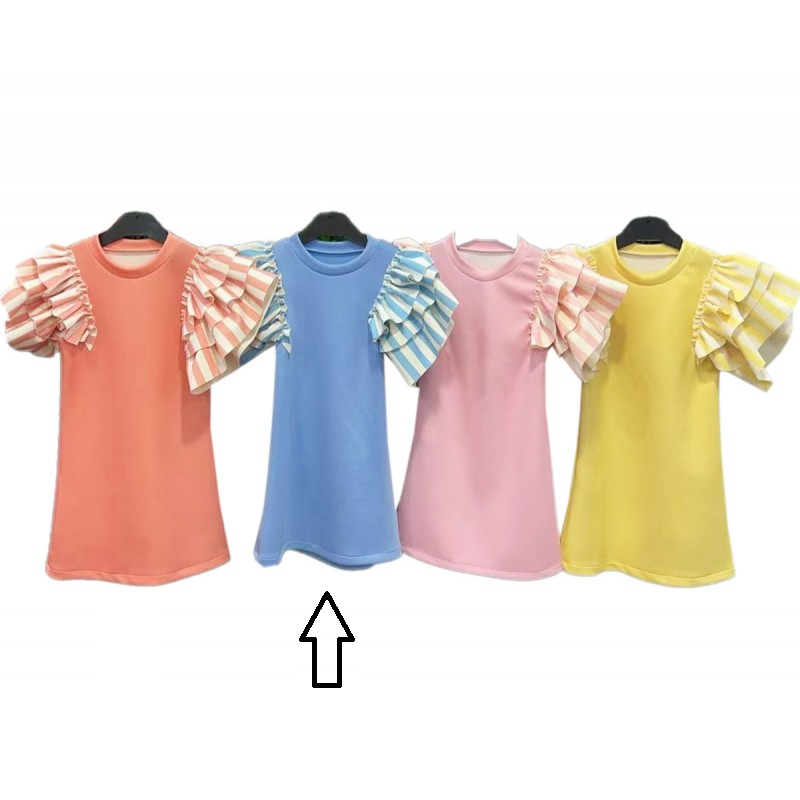 Girls Summer Dress With Ruffle Short Sleeve