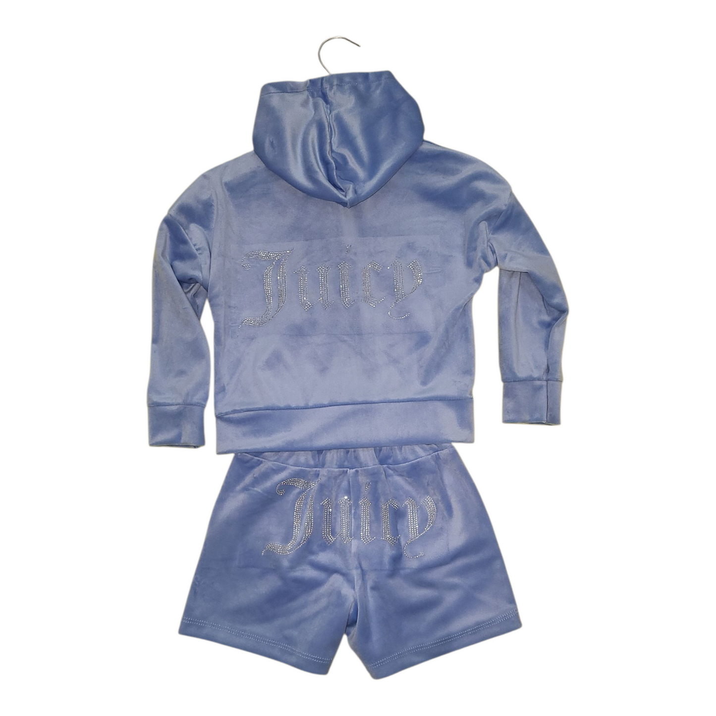 Sky Blue Juicy velour jacket and shorts set