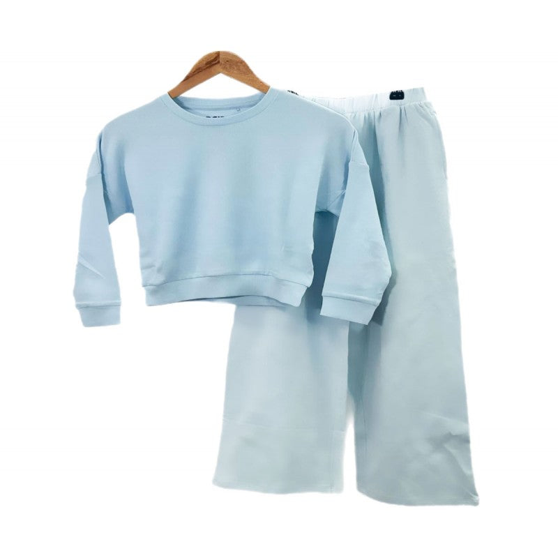 Girls Wide Bottom Trouser Suit- Pink/Sky Blue