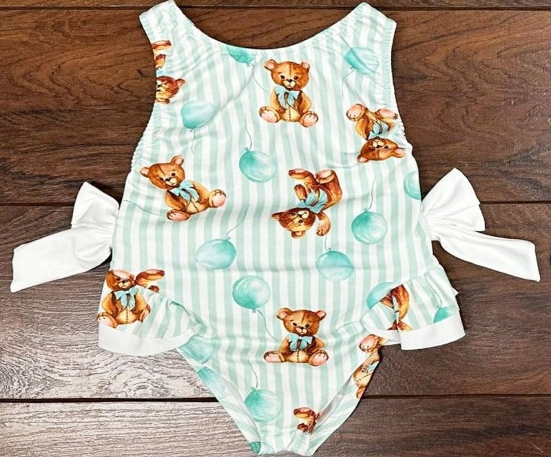 Girls Italian Styled Teddy & Balloon Swimming Costume With Bows