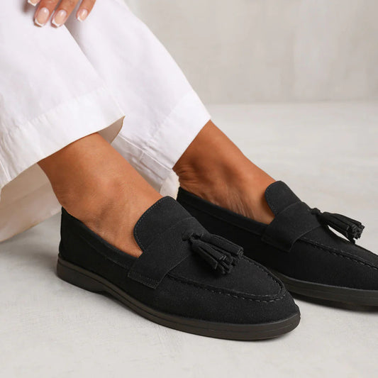 Women's Black Suede Tassel Loafer
