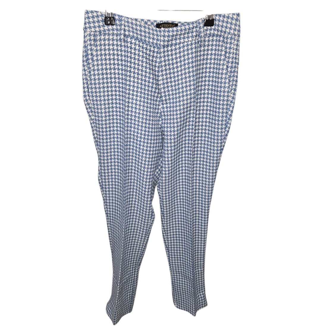 Women's Blue and White Dog Tooth Trousers
