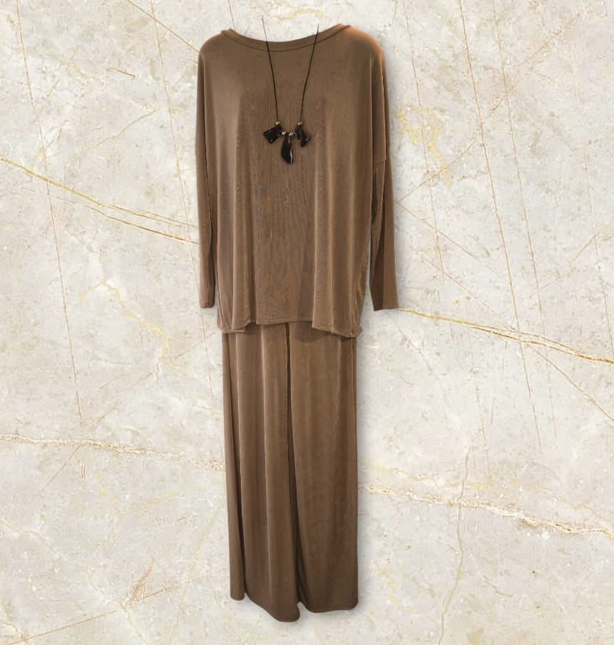 Women's Italian Brown or Caramel 2 Piece Outfit One size
