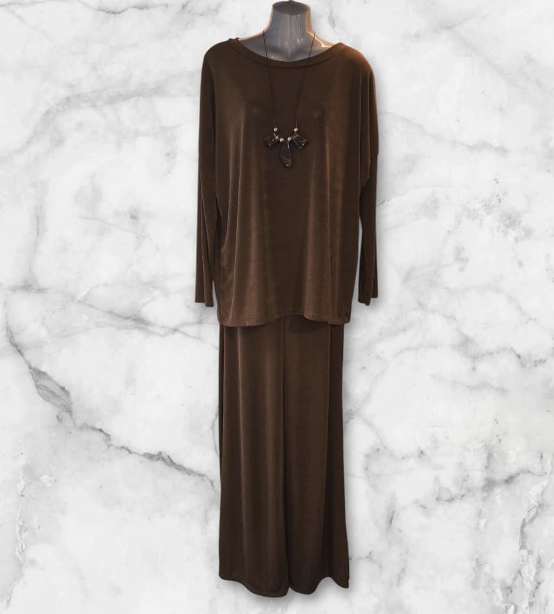 Women's Italian Brown or Caramel 2 Piece Outfit One size