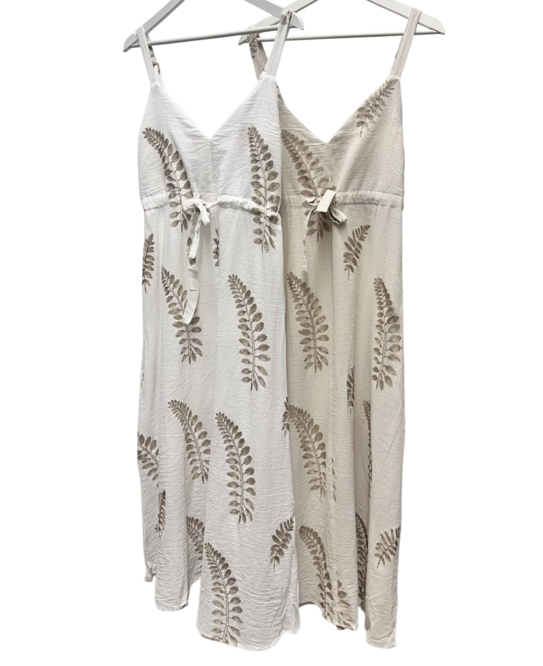 Women's Boho Long Dress With Gold Leaf Cream Or White
