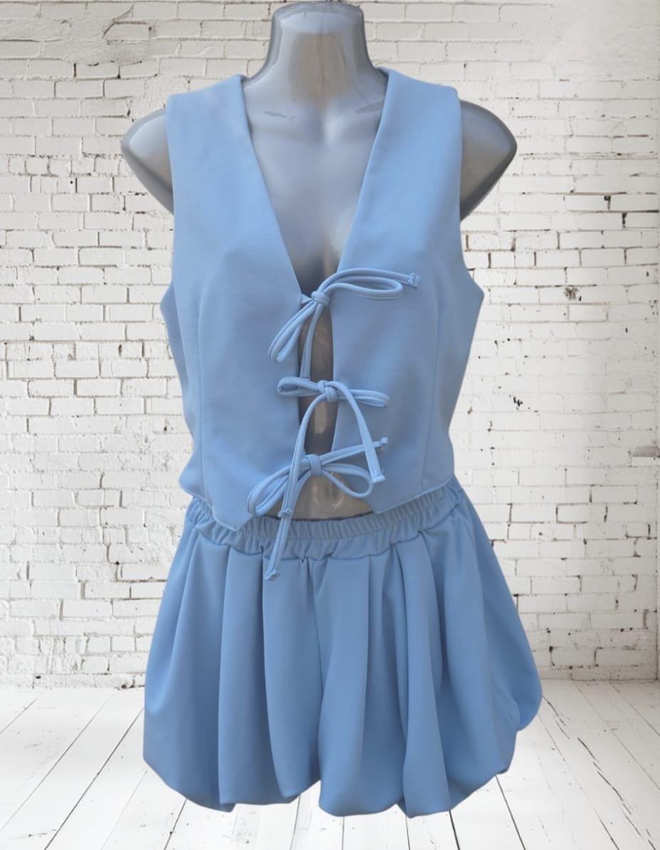 Women Top And Puff Shorts Two Peice