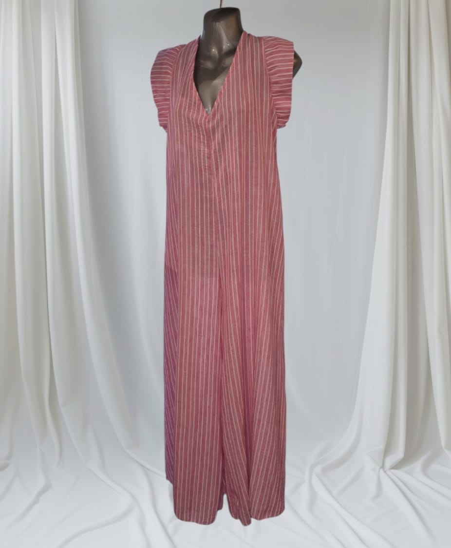 Women's Stripe Over-size Jumpsuit With Tie Back.