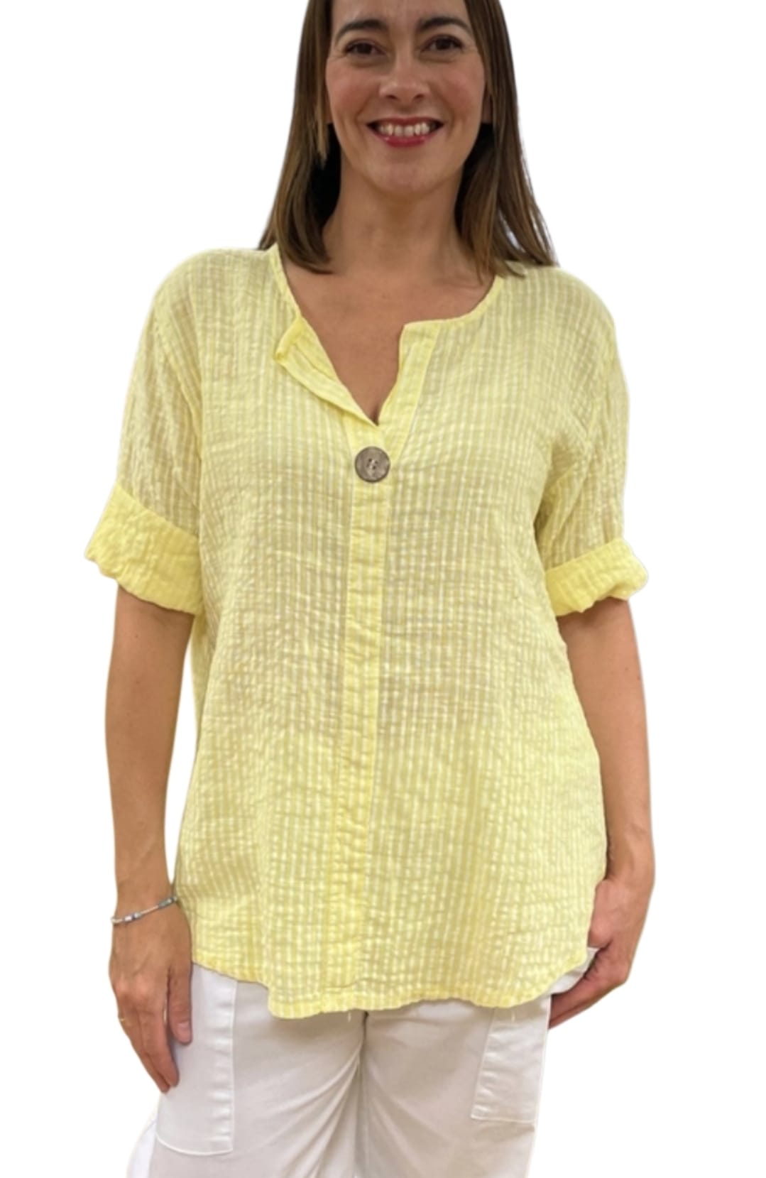Women's Cotton Pin Stripe Tops One Size
