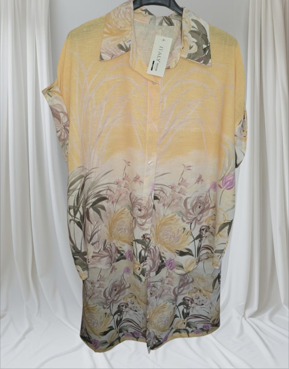 Women's Linen Flower Shirt And Trousers