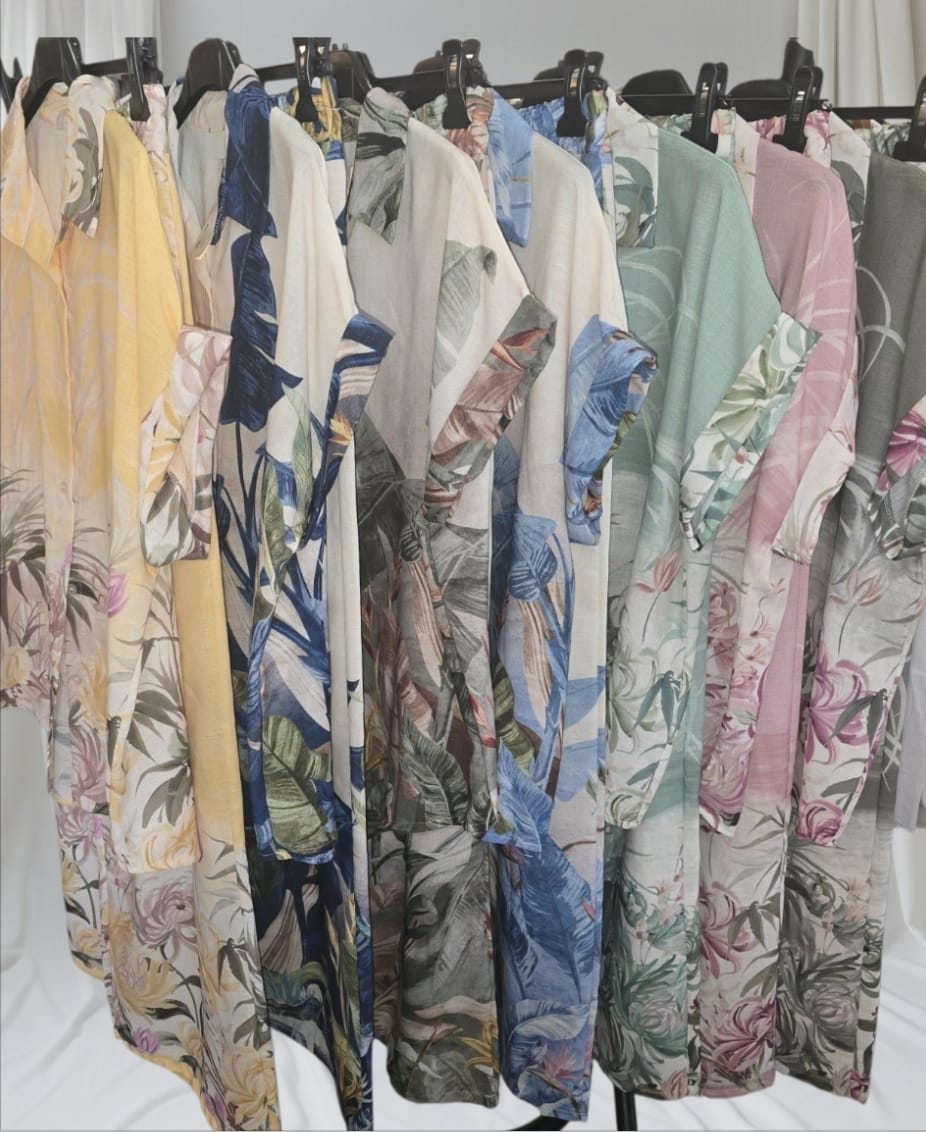 Women's Linen Flower Shirt And Trousers