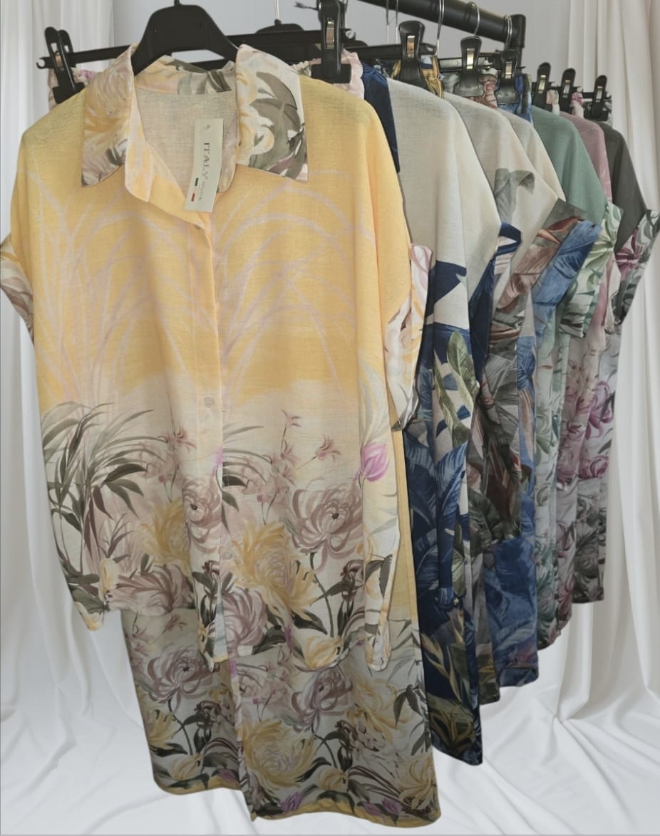 Women's Linen Flower Shirt And Trousers