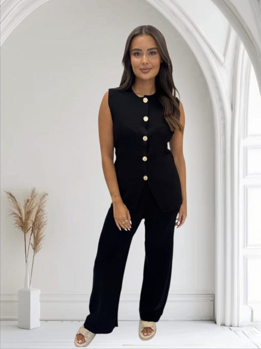 Women's Gold Button Though Lounge Wear