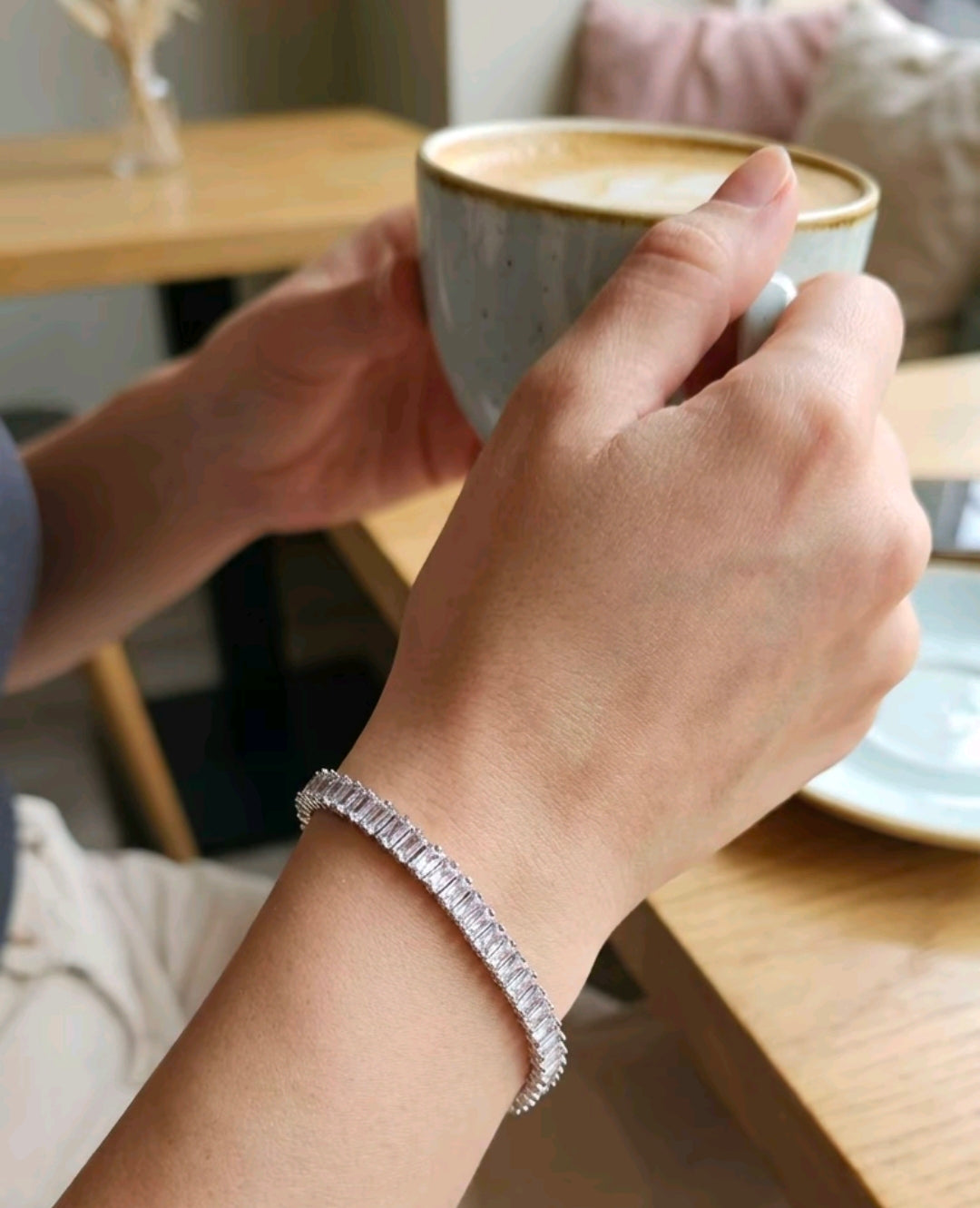 Women's Diamond Bracelet Large Rectangle Stone.