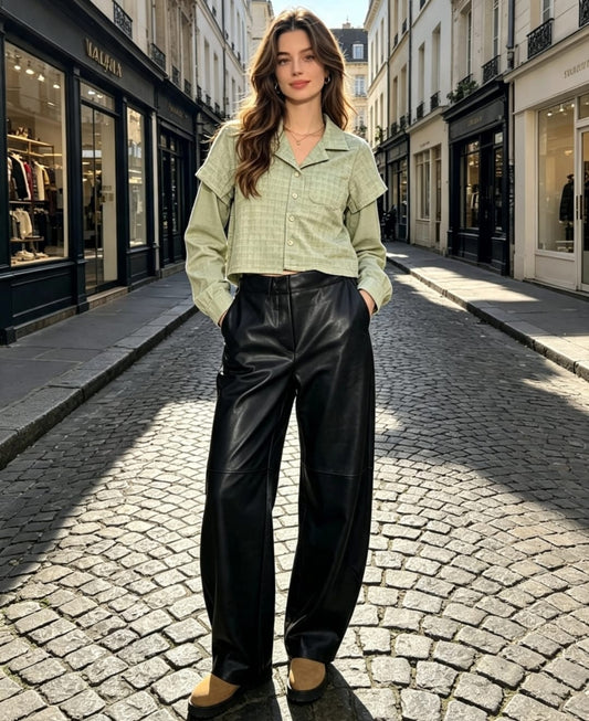 Women's Lizzy Barrel Leather Look Trousers
