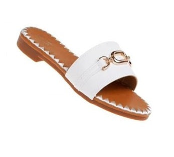 Girls sandal with gold buckle- Black or White