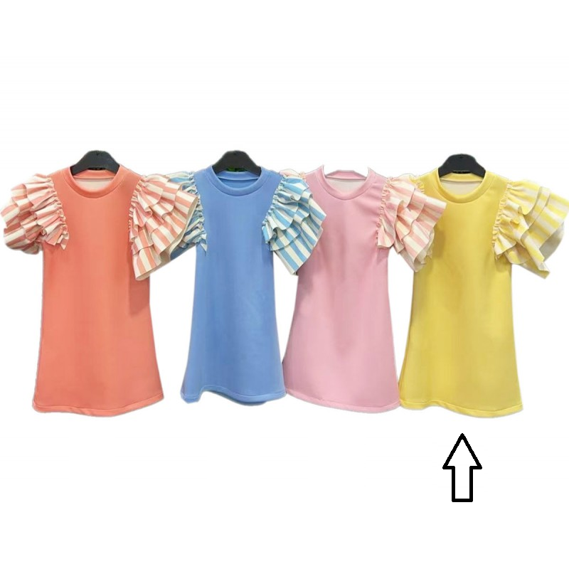 Girls Summer Dress With Ruffle Short Sleeve