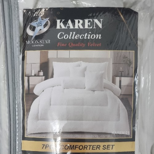 Karen Collection White 7pc Bed Set