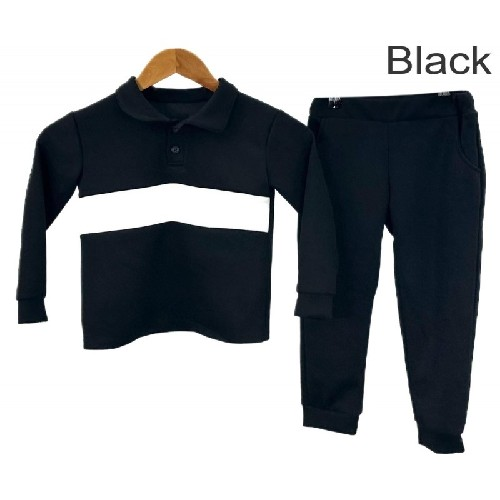 Boys Tracksuit Black With White Trim R844