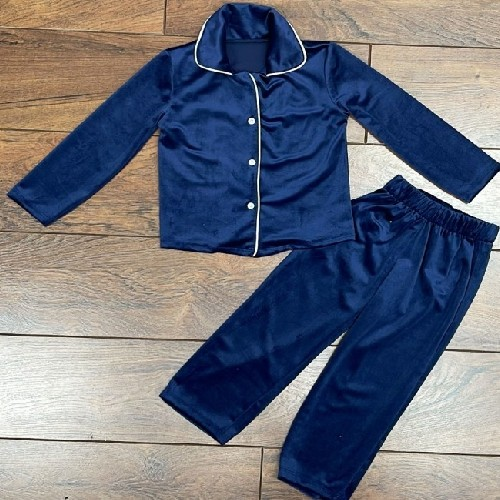 Boys Blue White Pipeing Pjs Q923