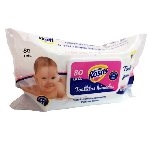 Las Dos Rosas Talco Baby Wipes 80 wipes per pack.