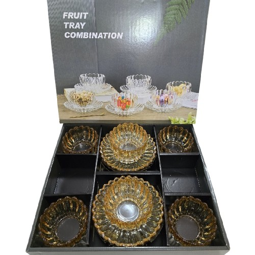 Fruit Tray Combination / Prawn Cocktail Set Gold Clear