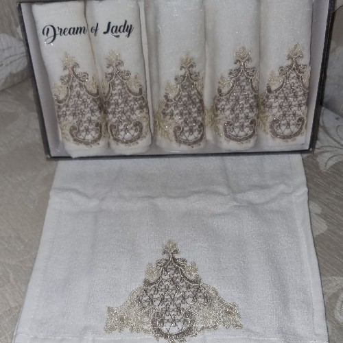 Turkish Small Towel Cream/Gold/Brown