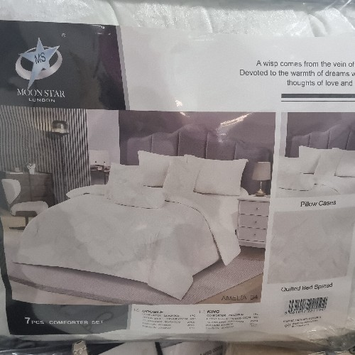 Moon Star 7pc White Bed Set