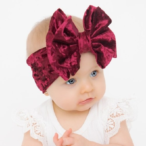 Burgundy Babies Headband With Bow Velvet