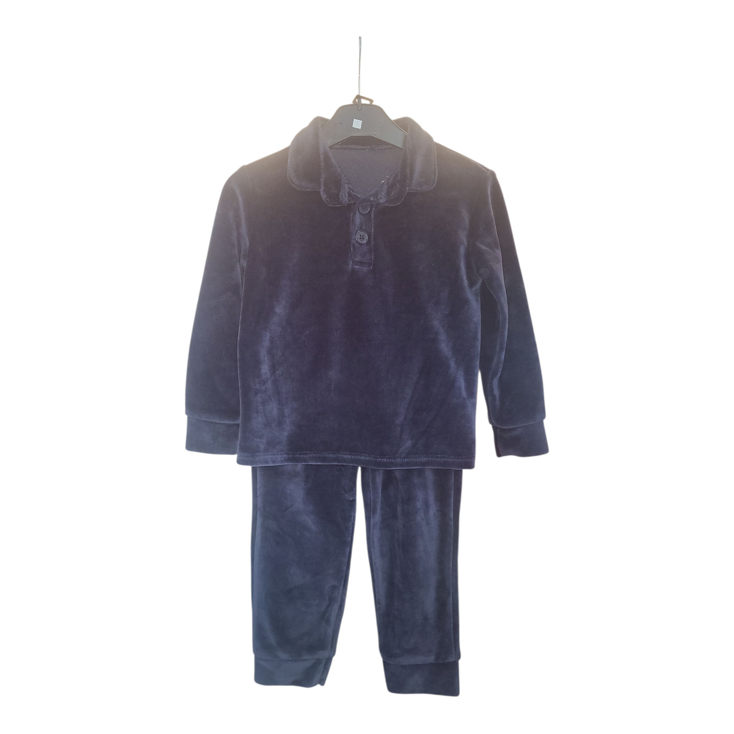 boys navy blue velour track suit