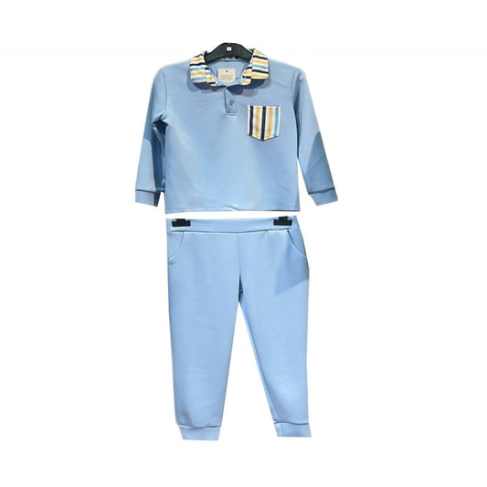 boys track suit sky blue with stripe detail