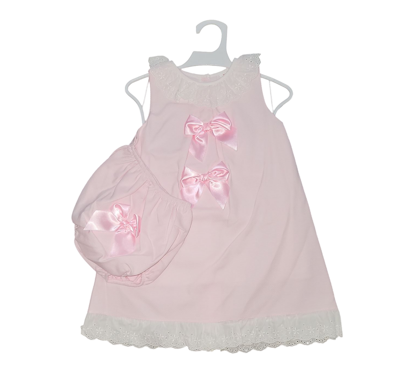 Baby Girl's 2pcs Sleeveless Dress and Knicker Set- Pink