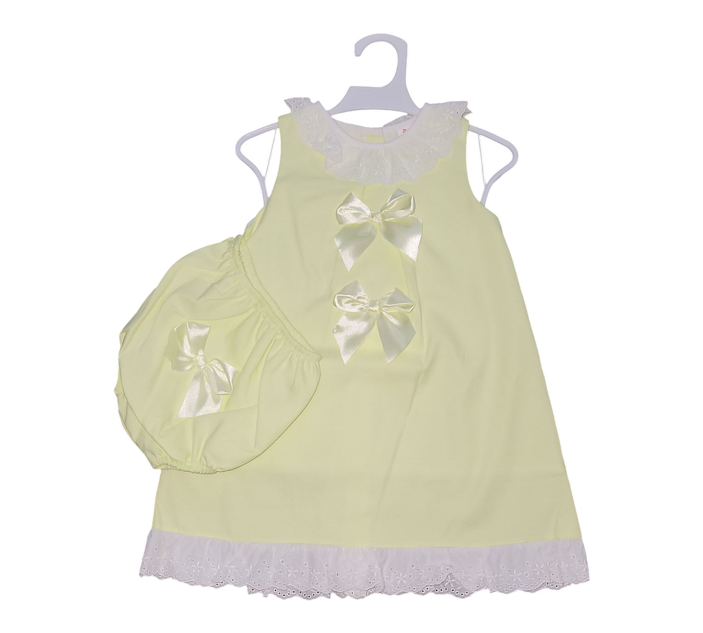 Baby Girl's 2pcs Sleeveless Dress and Knicker Set- Yellow