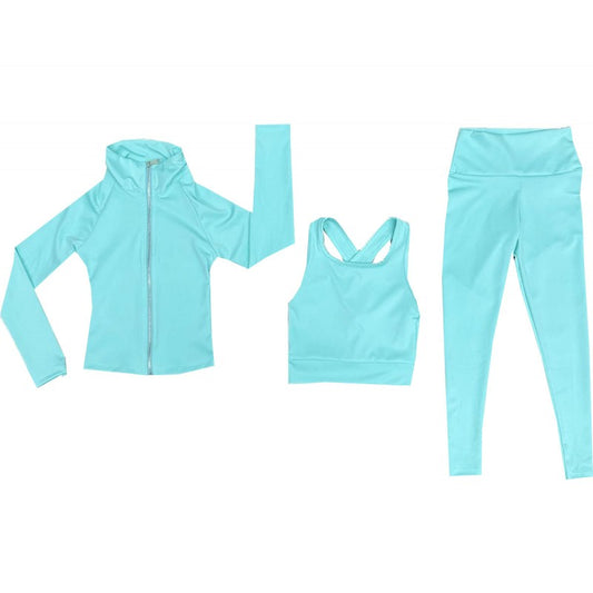 girls 3pc gym set aqua