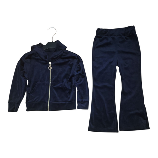 girls juicy navy blue lounge wear set front view