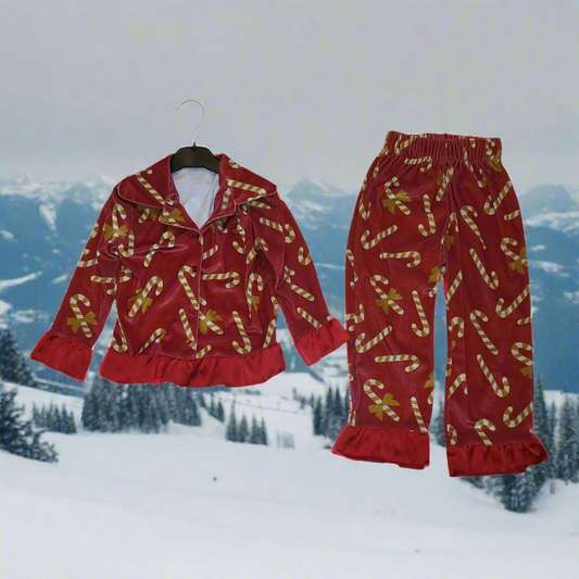 girls candy cane pyjamas