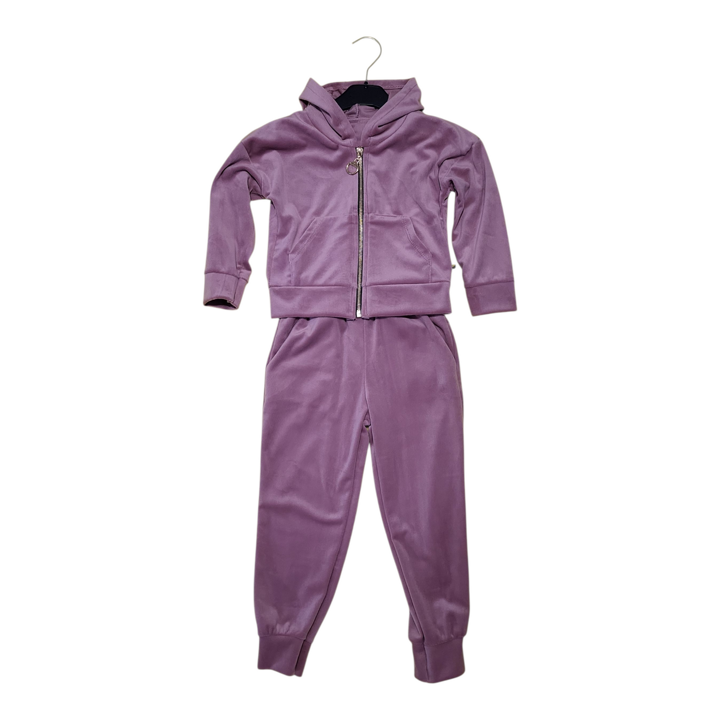 Girls Juicy Velour Tracksuit- Zip And Hooded Jacket- Cuffed Sleeves And Bottoms- Blush Pink