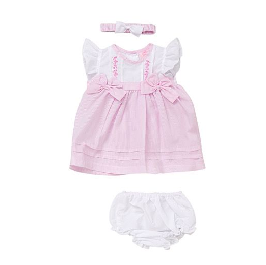 Baby Girl's Pinafore Smock Dress & Jam Pants- 9 to 24 months- Blue or Pink