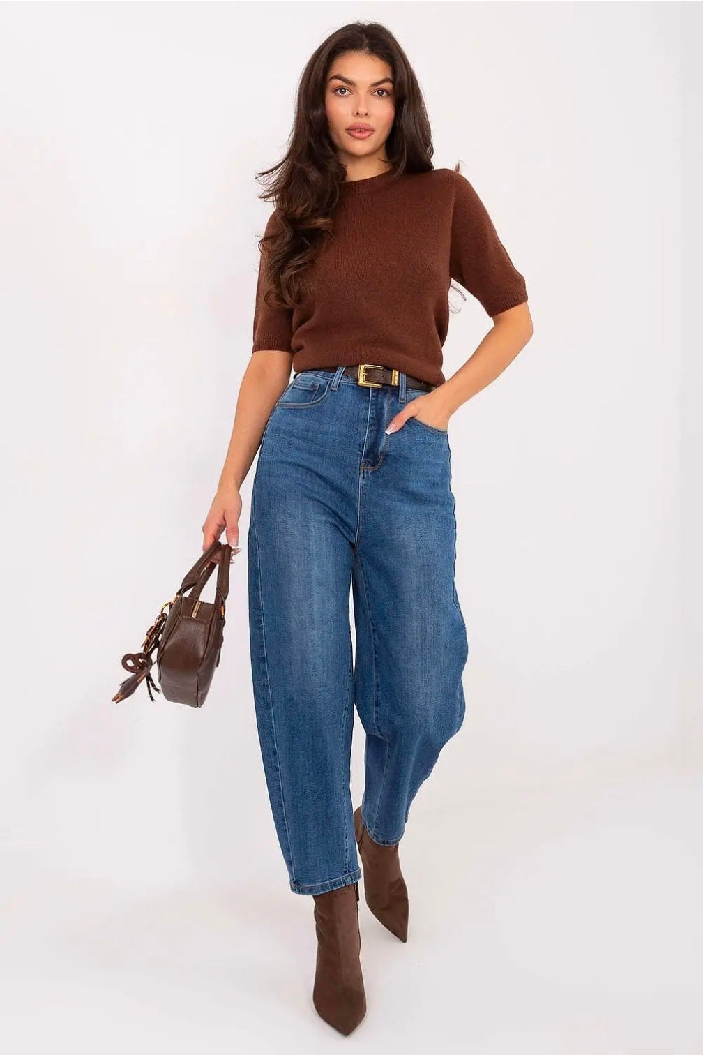 Womens Barral Jeans With Brown Belt