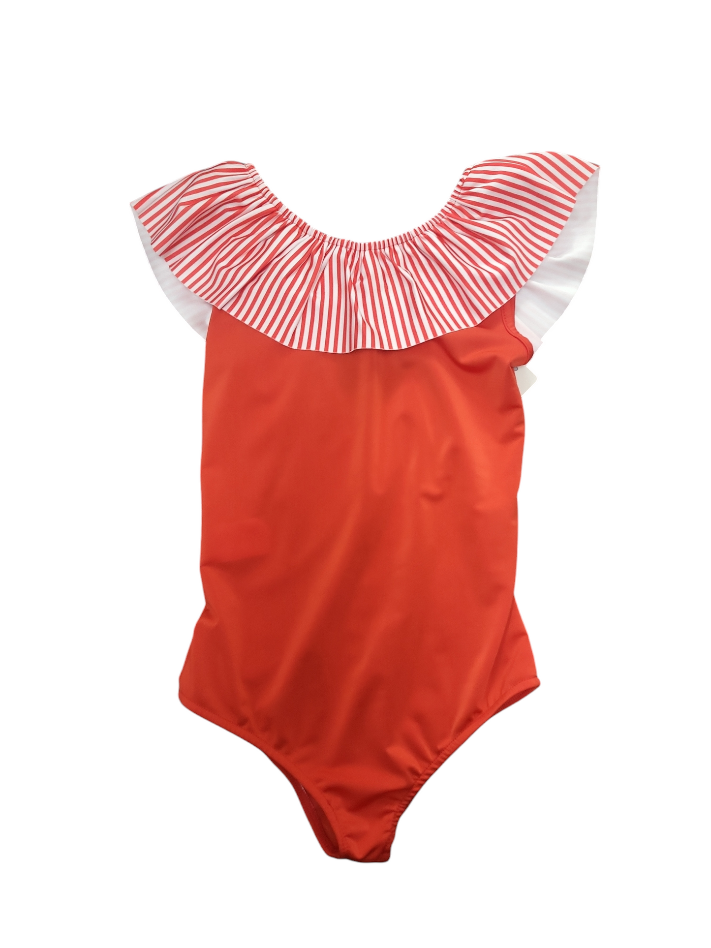 Girls Italian Styled Swimming Costume- Red With Red & White Trim- Includes Head Band