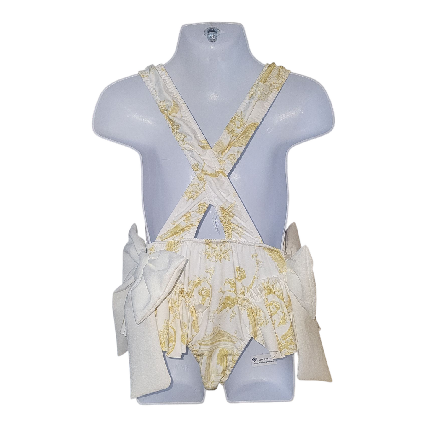 Girls Italian Styled Swimming Costume- Gold Cameo Print- Ages 2 to 12