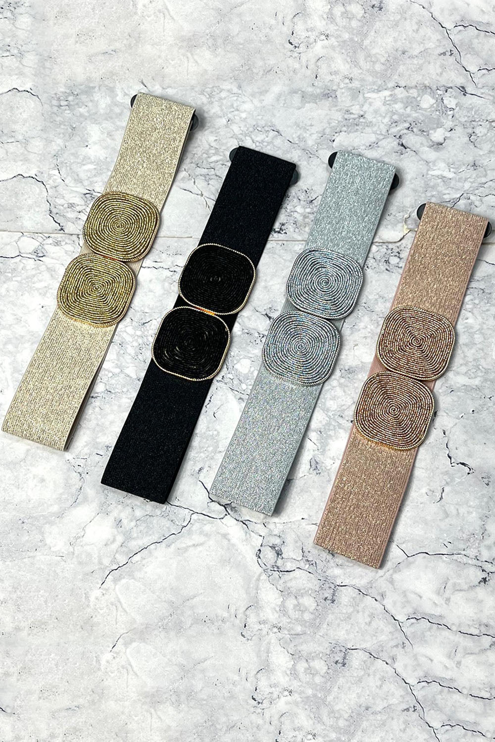 Women's Stretchy Belt With Square Squiggle