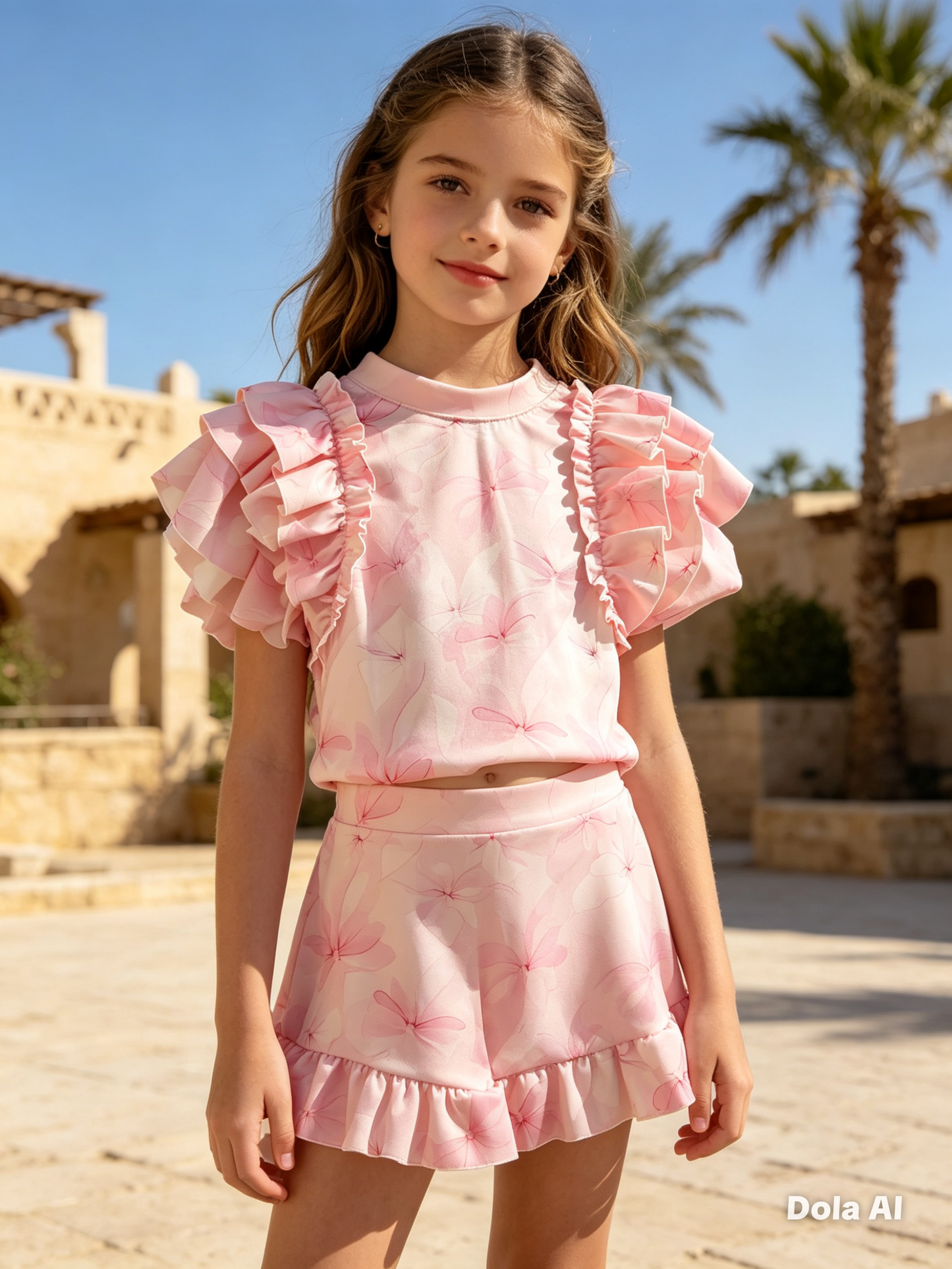 Girls Bow Frill Co-ord Shorts And Top Summer Set- Age 2 to 12 Years