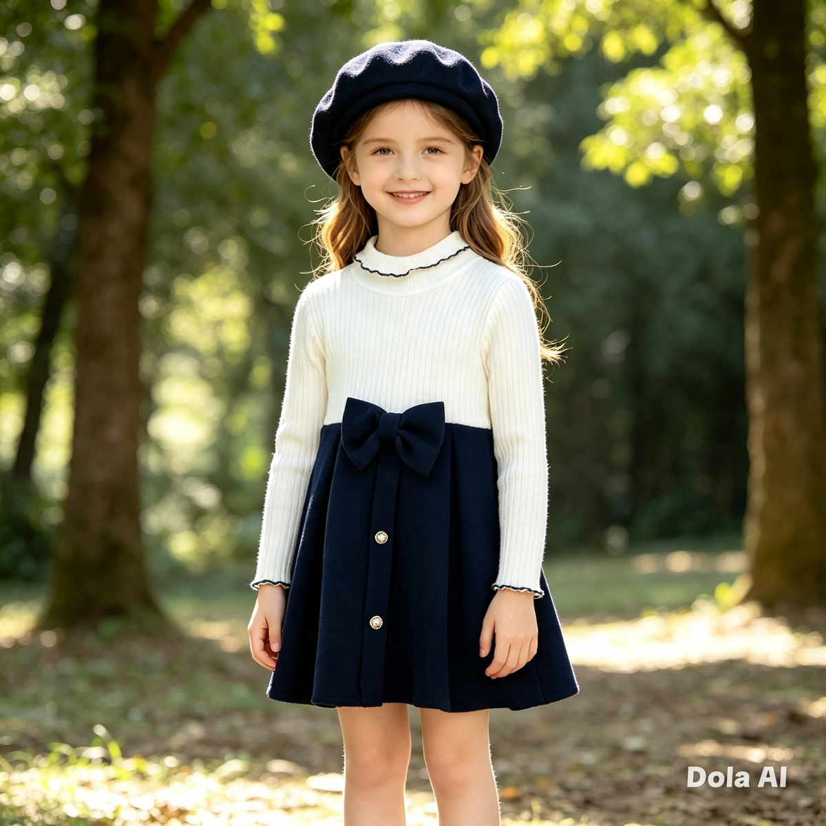 Girl's Dress With Hat Navy