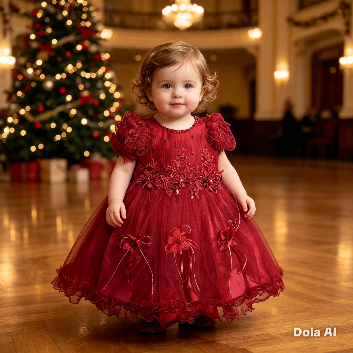 Girl's Red Party Dress Frills