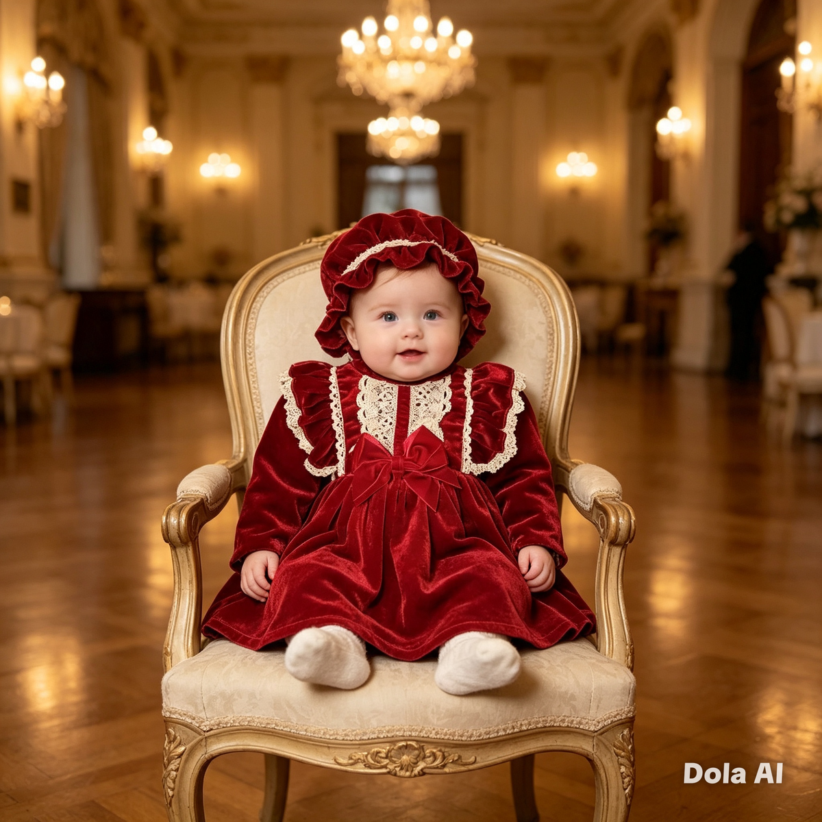 Girls Red Velvet Spanish Dress With Hat