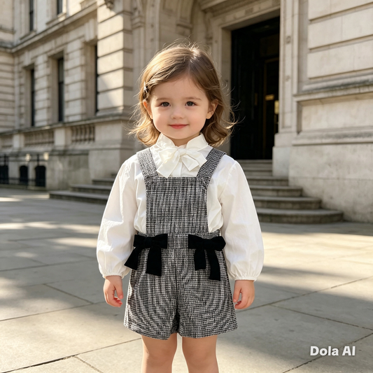 Girls Shirt & Double Bow Playsuit